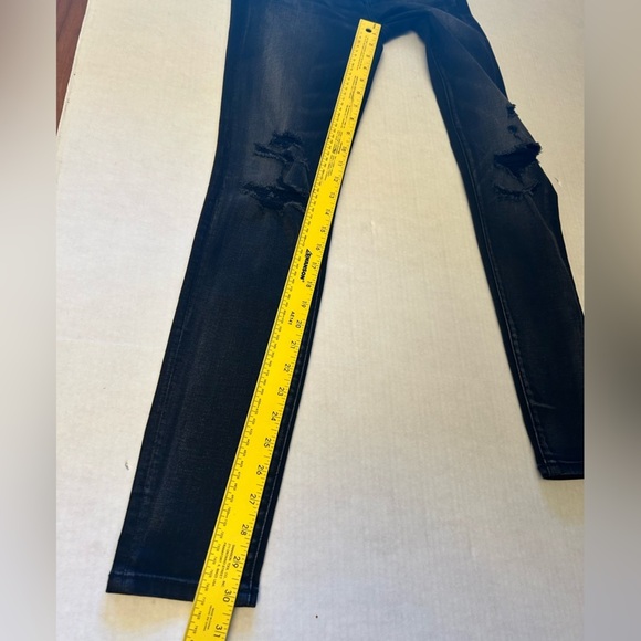 American Eagle Super Stretch Black Charcoal Skinny distressed Jeans Sz-4R.   E10 - Picture 8 of 11